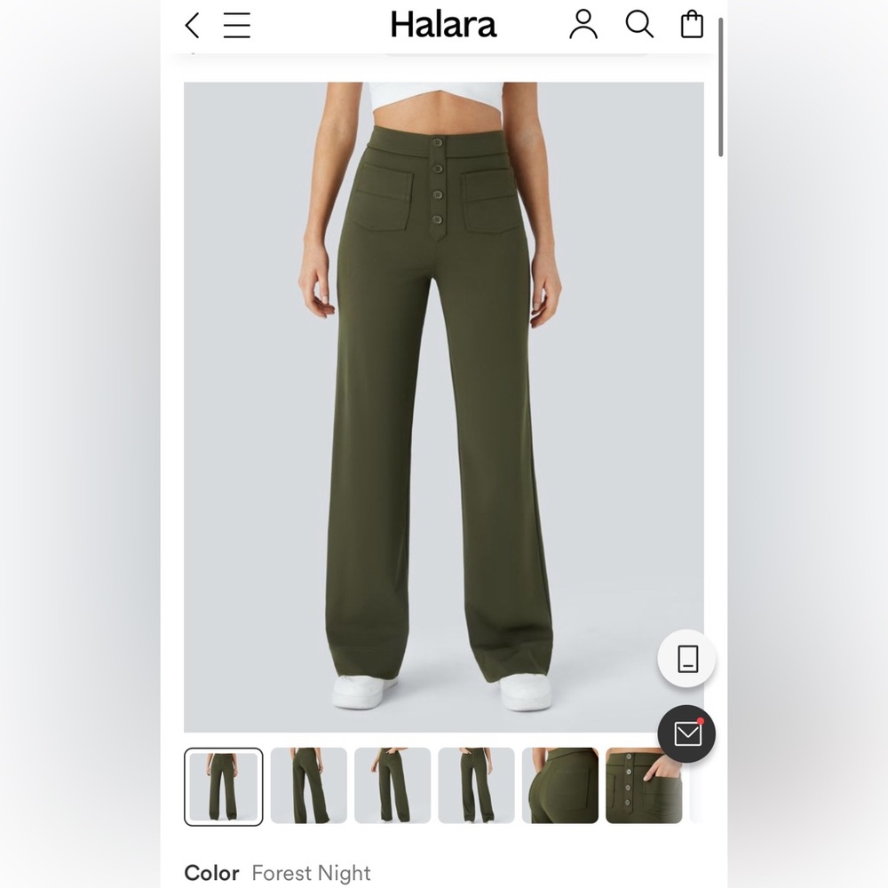 HALARA Olive High-Rise Wide-Leg Pants